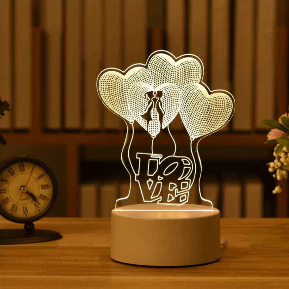 Beautiful 3D LED Night Creative Lamp - Couple Love