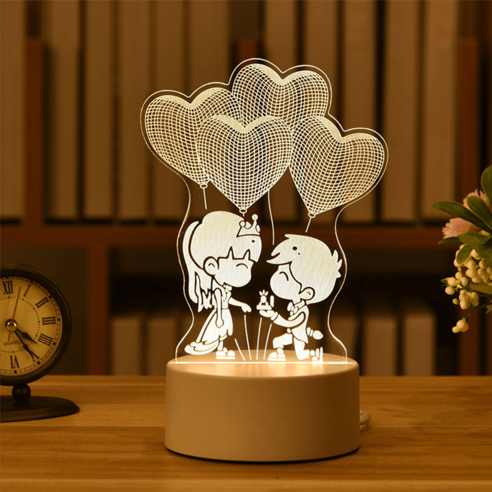 Beautiful 3D LED Night Creative Lamp - Girl Boy