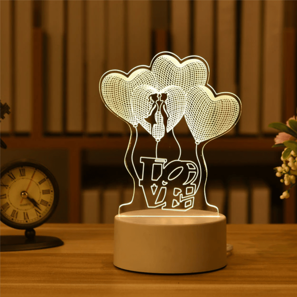 Beautiful 3D LED Night Creative Lamp - Love