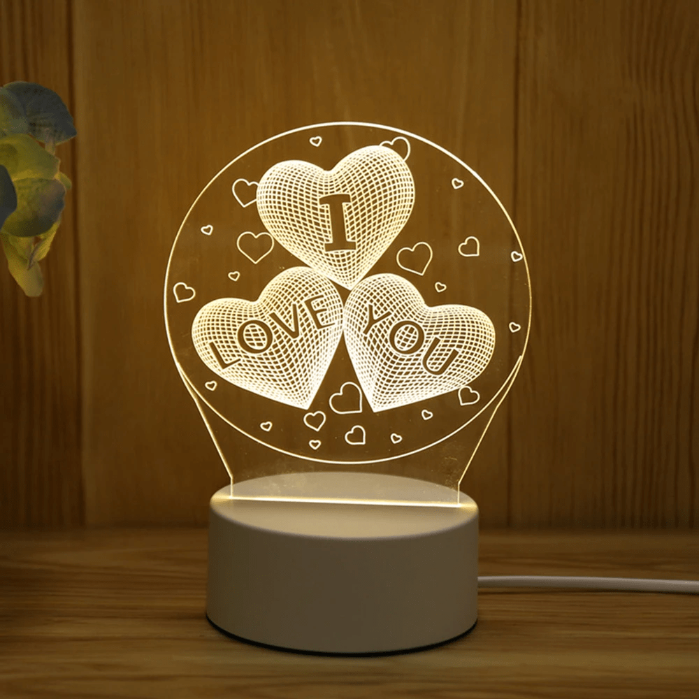 Beautiful 3D LED Night Creative Lamp - I love you